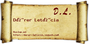 Dérer Letícia névjegykártya